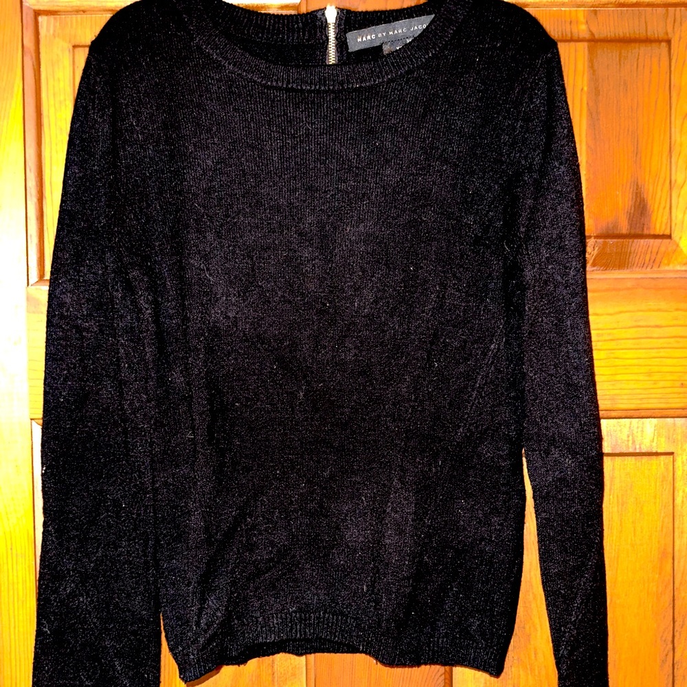 Marc by Marc Jacobs Womens Long Sleeve Back Zip Crew Neck Top